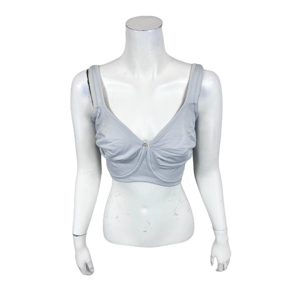 Breezies Women's Diamond Jacquard Wirefree Support Bra Sterling Grey 40DDD Size